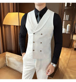 Carregue a imagem no visualizador da Galeria, High Quality Double-Breasted Solid Mens Vest Coat Korean Style Business Slim Fit Male Waistcoat Groom Wedding Dress Suit Vests  Amaijoin
