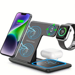 Carregue a imagem no visualizador da Galeria, Wireless Charger 3 in 1 For iPhone 15 14 13 12 Pro Max 11 15W Fast Charging Dock Station For Apple Watch Airpods Induction Stand  Amaijoin
