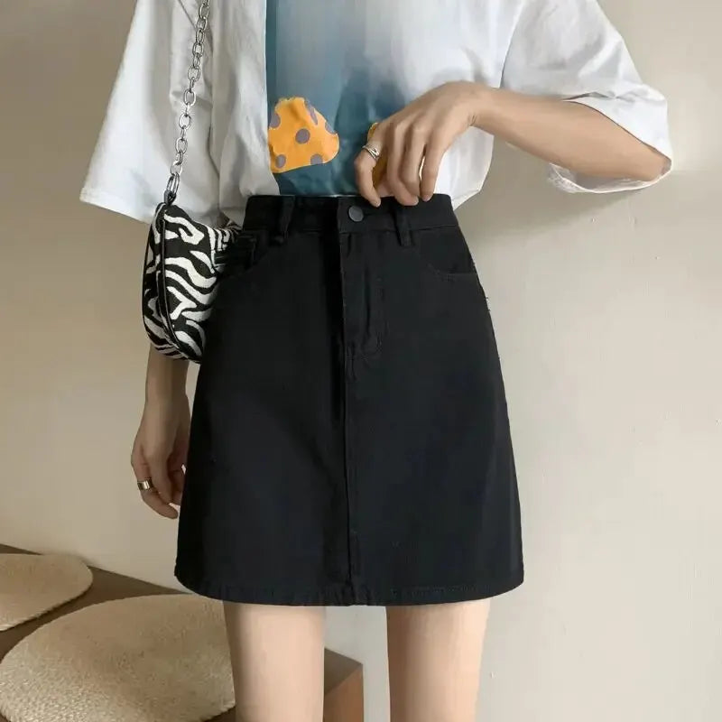 A- line Skirt High-waisted Slimming Denim Mini Dress Spring Summer 2024 New Style Women's Fashion Trend  Amaijoin