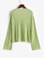 Carregue a imagem no visualizador da Galeria, European and American Korean version of the slim V-neck chest with umbilical short pleated knit cardigan  Amaijoin
