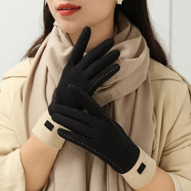 Fashion Lady Glove Mittens Women Winter Vintage Touch Screen Driving Keep Warm Windproof  Dropshiping New Grace mitaine femme  Amaijoin