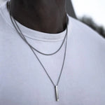 Carregue a imagem no visualizador da Galeria, Vnox 3D Vertical Bar Necklaces for Men, Layering Stainless Steel Geometric Pendant, Layered Wheat Rope Cuban Chain, Boy Collar  Amaijoin
