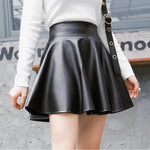 Load image into Gallery viewer, Women Faux Leather Skirts High Waist Elastic Mini High Waist Short Skirt Multipurpose For Skater Work Nightclub  Amaijoin
