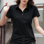 Carregue a imagem no visualizador da Galeria, Summer New In Polo Shirt Short Sleeve Cotton Plus Size  Basic T- Shirt Women Button Casual Office Lady Formal Women Tops 2024  Amaijoin
