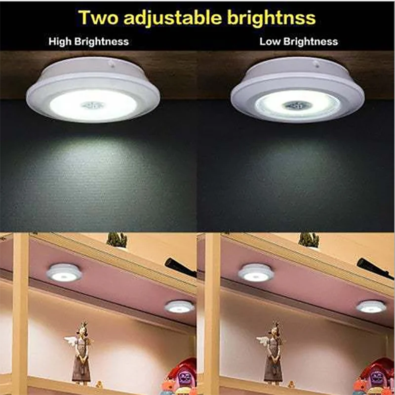 Smart Wireless Led Light Kitchen Under Furniture Dimmable Lamps Bedroom Wardrobe Lighting Round with Remote Control LED Lights  Amaijoin