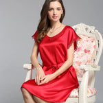 Load image into Gallery viewer, Birdtree 100%Real Mulberry Silk Sleeping Dress Women Comfortable Fashion Lace Edge Night Gowns Satin Sleeping Dress P36086QM  Amaijoin
