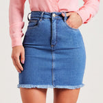 Load image into Gallery viewer, 2023 Summer New Women&#39;s Denim Short Skirt Fashion Sexy Ripped Raw Edge Jeans Mini Slim Fit Skirt S-2xl Drop Shipping  Amaijoin
