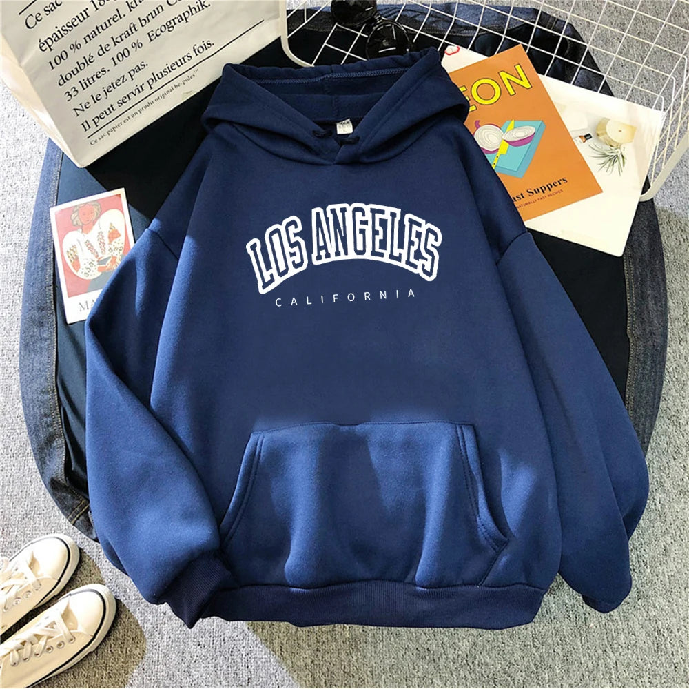 Hot Sale Los Angeles, California City Letter Print Hoody For Women Warm Oversize Sweatshirt Casual Street Hip Hop Clothes Female  Amaijoin