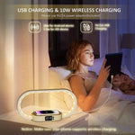 Carregue a imagem no visualizador da Galeria, Multifunction Wireless Charger Pad Stand Clock LED Desk Lamp Night Light USB Port Fast Charging Station Dock for iPhone Samsung  Amaijoin
