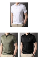 Carregue a imagem no visualizador da Galeria, High end brand letter embroidery comfortable cotton men&#39;s short sleeve POLO shirt 2024 summer ice feeling casual businessT-shirt  Amaijoin
