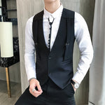 Load image into Gallery viewer, Brand Strap Decorative Vest Men Casual Sleeveless Vests Slim Fit Prom Party Disco Waiter Nightclub Dress Vest Tuxedo Gilet Homme  Amaijoin
