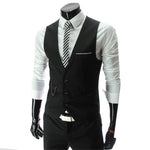 Carregue a imagem no visualizador da Galeria, Formal Groom Wedding Suit Vests Male Coat Sleevels Slim Business Suit Waistcoat Solid color  Vests Jacket Men fashion Tops  Amaijoin
