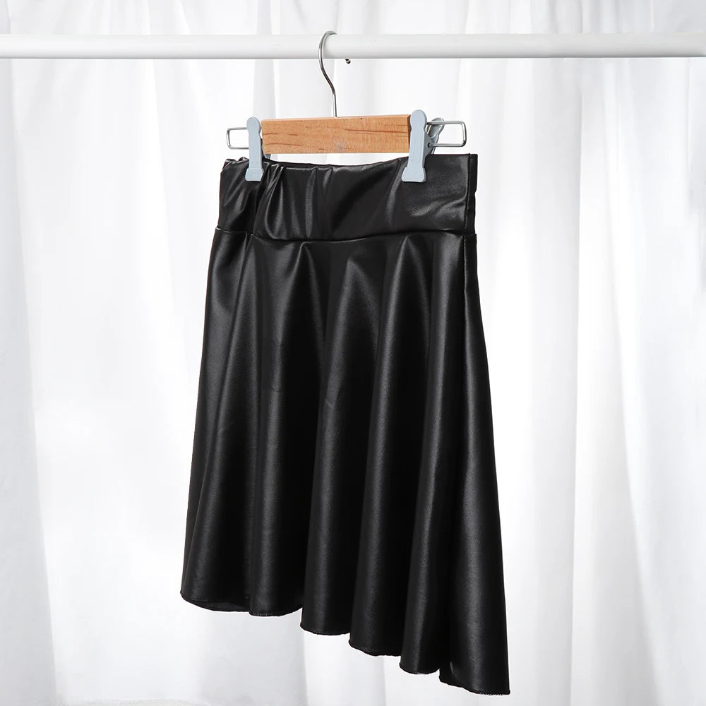 Women Faux Leather Skirts High Waist Elastic Mini High Waist Short Skirt Multipurpose For Skater Work Nightclub  Amaijoin