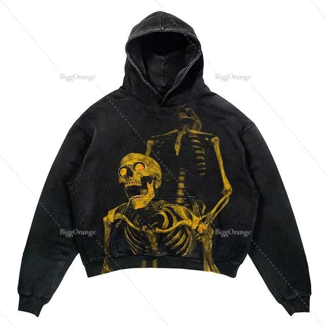 Street Punk Wind Ninja Printed Long-sleeved Hoodies Couples Hip-hop Street Y2k Loose Fashion Oversized Hoodies Harajuku Goth Top  Amaijoin