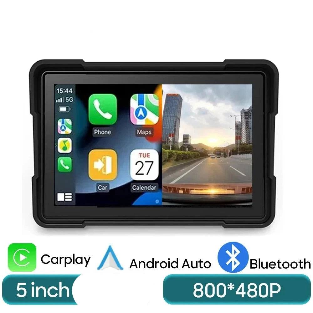 Forefeel Motorcycle Carplay WaterProof 5 inch WiFi Wireless Android-Auto DVR Monitor Dash Camera GPS Navigation TPMS Bluetooth  Amaijoin