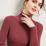 Carregue a imagem no visualizador da Galeria, New Turtleneck Jumper Woman Knitted Blouses Fashion Ladies Sweaters Winter Thermal Striped Long Sleeve Autumn Warm Tops Bacis  Amaijoin
