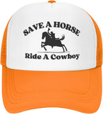 Carregue a imagem no visualizador da Galeria, Save a Horse Ride a Cowboy Hat Unisex Adjustable Summer Outdoor Adult Baseball Cap Trucker Hat for Women Men Sun Protection  Amaijoin
