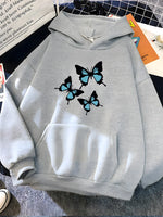 Carregue a imagem no visualizador da Galeria, Hirsionsan Butterflies Print Women Sweatshirt Soft Casual Loose Female Hoodies 2023 Winter New Warm Fleece Tops for Girls  Amaijoin
