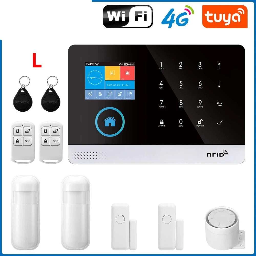 PGST 103 2.4 inch Screen 4G 2G WIFI GSM Home Bulgar Security System for Home 433MHz APP Control RFID Card with PIR Motion  Amaijoin