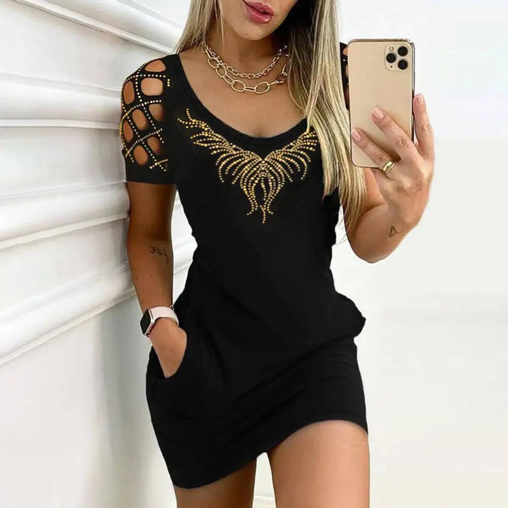 Sexy Club Hip Dress For Women 2023 Summer Slim Fit Short Skirt Elegant Pullover Female Y2K Crop Midi Dresses Vestido Girl Clothe  Amaijoin