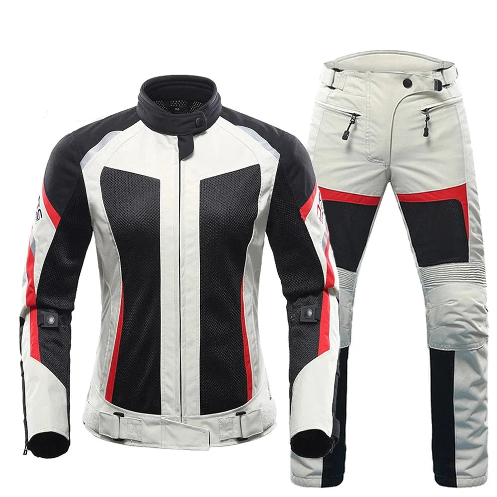 DUHAN Motorcycle Jacket Women Moto Suit Breathable Pants Cycling Clothing Summer Motorbiker Riding Clothing Body Protector  Amaijoin