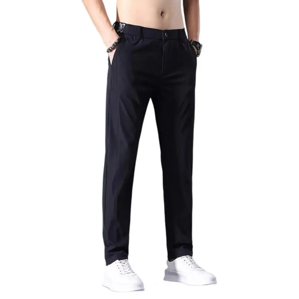 Chic Trousers Slim Fit Men Trousers Pockets Anti-wrinkle Men Summer Pants  Daily Wear  Amaijoin