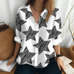 Carregue a imagem no visualizador da Galeria, Autumn Women&#39;s Shirt Polo Collar Long Sleeve T-shirt Fashion Print Top Fashion Party Trend Women&#39;s Shirt Button Casual T-shirt  Amaijoin
