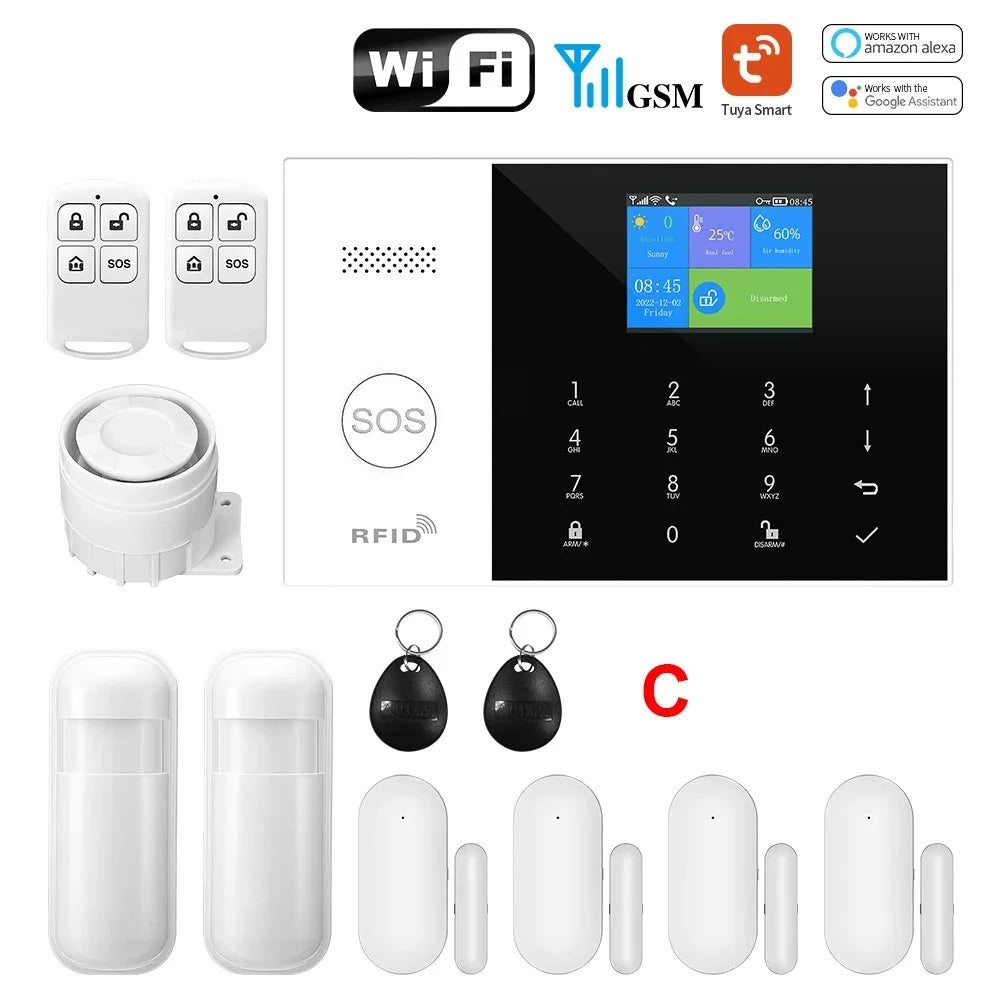 PGST Residential Tuya Smart Gsm Wifi Alarm System for Home Wireless Security Alarm House Smart Life App Control work with ALexa  Amaijoin