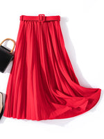 Carregue a imagem no visualizador da Galeria, XFPV 2023 New Autumn Summer Fashion Solid Color High Waist Pleated A Line medium and long Skirt Women SM1983  Amaijoin
