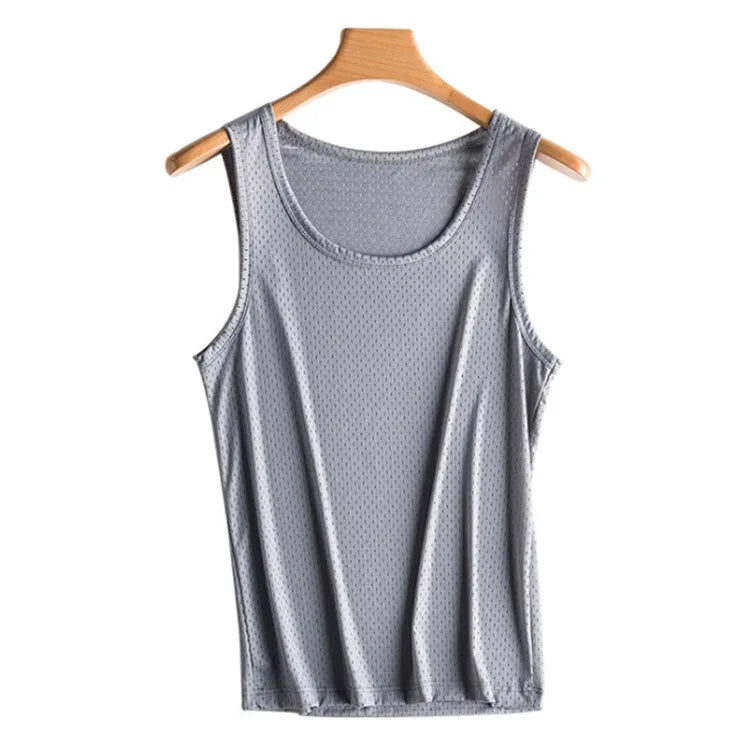 Men Vest Ice Silk Quick-drying Bodybuilding Tank Fitness Muscle Mesh Breathable Sleeveless T-Shirts Casual Sport Tops Undershirt  Amaijoin