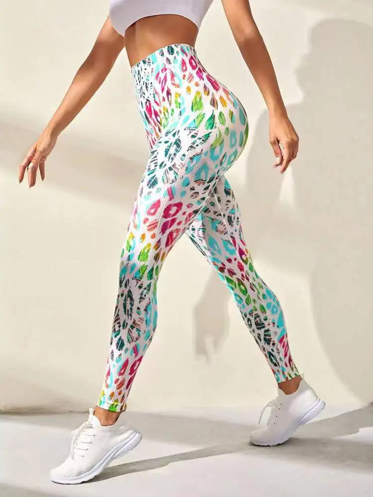 New 3D Print Tie Dye Sports Pants Women Seamless  Leggings High Waist Fitness Push Up Leggings Gym Clothing Workout Tights  Amaijoin