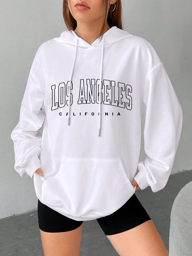 Los Angeles Art Letter Design Women Streetwear American Style Fashion Sweatshirt Autumn Hip Hop Female Hoodies Casual Fleece Top  Amaijoin