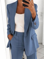 Carregue a imagem no visualizador da Galeria, Fashionable Lapel Slim Cardigan Temperament Blazer for Women elegant suit jacket solid color spring autumn coat  Amaijoin
