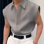 Carregue a imagem no visualizador da Galeria, INCERUN Men Shirt Solid Color Lapel Sleeveless Korean Style Fashion Men Clothing Streetwear Summer 2024 Casual Male Shirts S-5XL  Amaijoin
