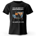 Carregue a imagem no visualizador da Galeria, Men&#39;s I Am Not Anti Social Printed T-Shirt 100% Cotton Oversized Funny Cat Graphic Tees for Men Women Summer Tops  Amaijoin
