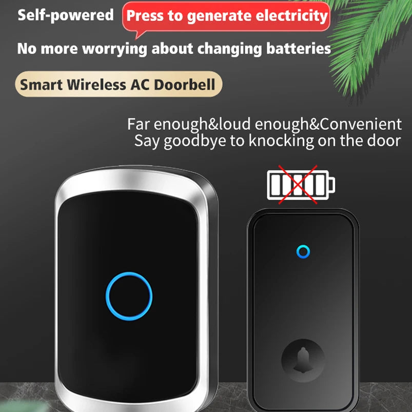 Self Powered Waterproof Wireless Doorbell Smart Home Without Battery Doorbell With Ringtone 150M Remote Receiver Bell  Amaijoin