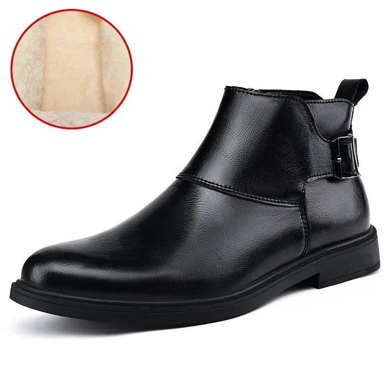 Genuine Leather Men's Motorcycle Boots Classic for Men Ankle Boots 2023 Men Casual Low Top Shoes Side Zipper Male Ankle Boots  Amaijoin