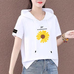 Carregue a imagem no visualizador da Galeria, Short Sleeve Summer Thin White T-shirt Women Casual Fashion Top Loose Style Polyester Fabric Cartoon Design  Amaijoin
