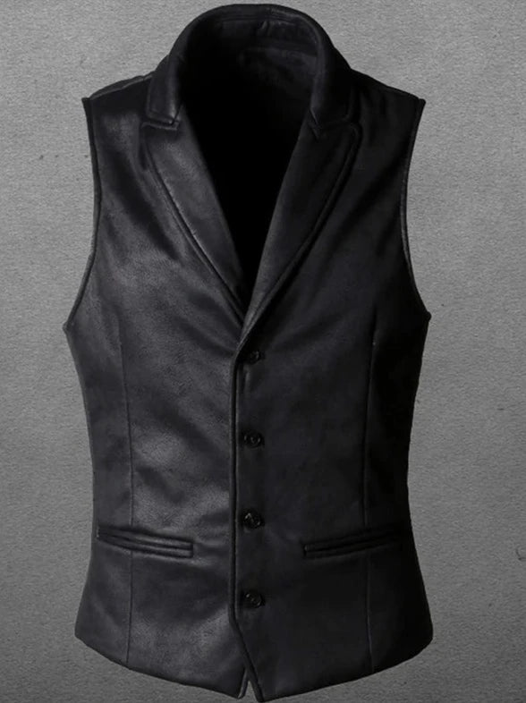 Retro Suede Vest Men Vintage Style Slim Fit Autumn Winter Mens Sleeveless Jacket V Neck Warm Waistcoat  Amaijoin