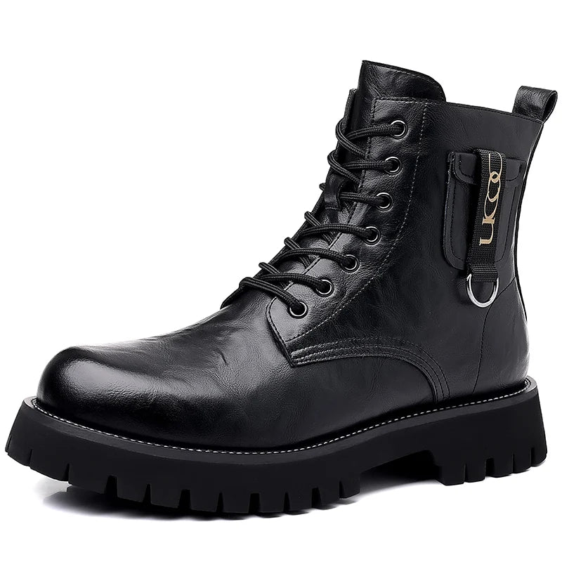 Designer's New Men's Workwear Boots Handsome Motorcycle Boots Thick Sole Mountaineering Boots Men's Genuine Leather Short Boots  Amaijoin