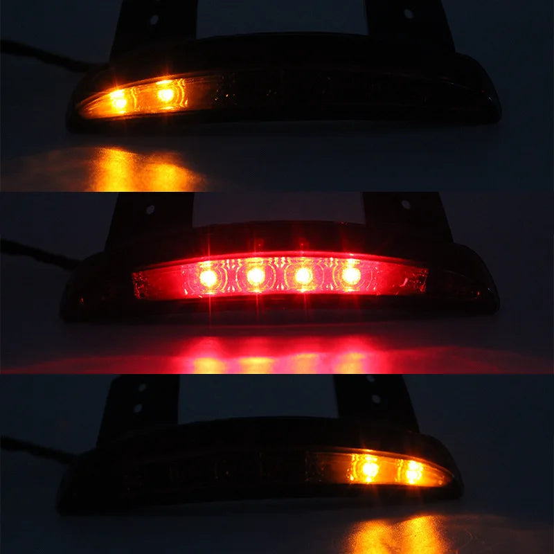 Motorcycle Chopped Fender Edge Tail Light Amber Turn Signal LED Red Stop Brake Rear TailLight for Harley Sportster XL 883 1200  Amaijoin