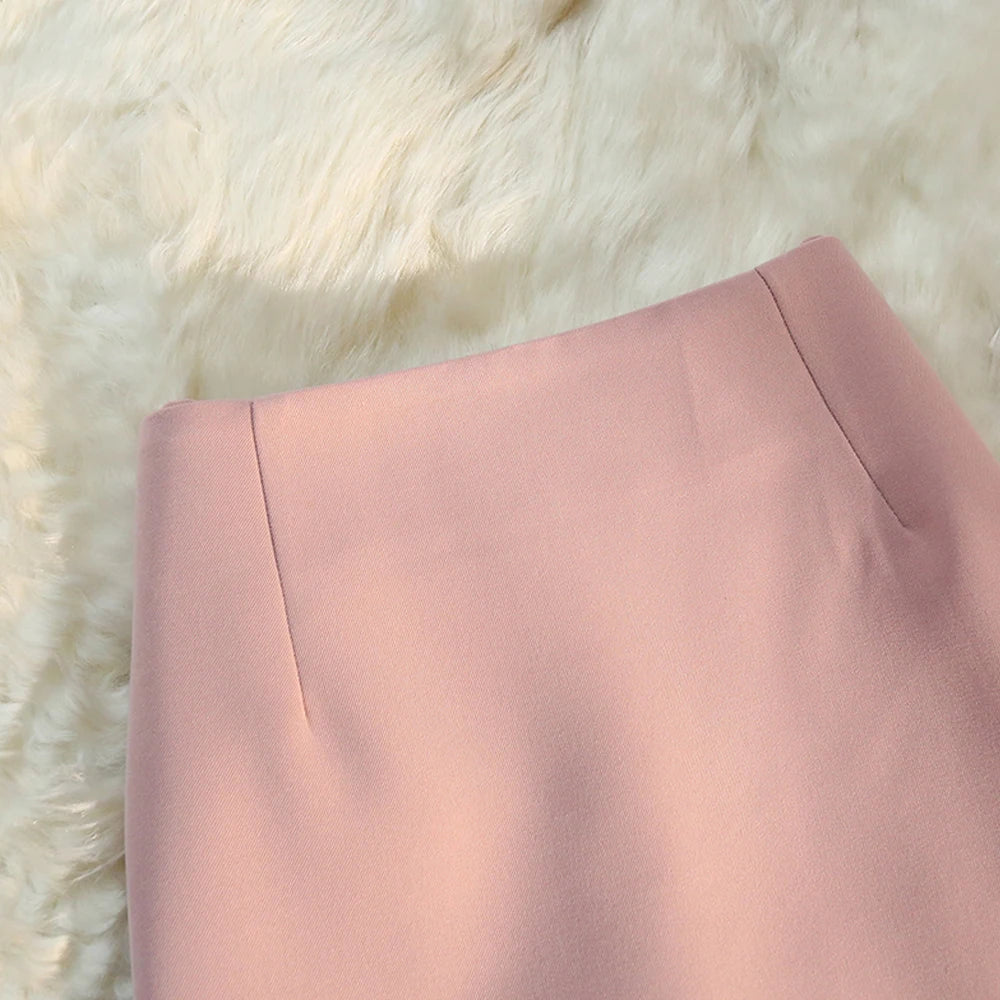 Straight Suit Skirts For Women 2024 Fashion OL Style Back Slit High Waist A-Line Skirt Elegant Simple Casual Midi Skirt Femme  Amaijoin