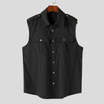 Carregue a imagem no visualizador da Galeria, INCERUN Men Shirt Solid Color Cotton Lapel Sleeveless Button Casual Men Clothing Streetwear Summer 2024 Breathable Camisas S-5XL  Amaijoin
