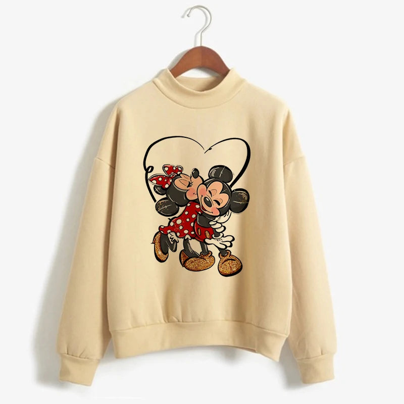 Sweatshirts Turtleneck Minnie Kawaii Cartoon  Anime Sweatshirt Disney Mickey Mouse Hoodie Clothes Girl Boy Top Hoodies  Amaijoin