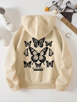 Carregue a imagem no visualizador da Galeria, Commodity leisure women&#39;s zipper hooded fir &amp; butterfly printing  Amaijoin
