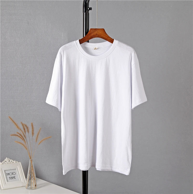 Hirsionsan 100% Cotton Oversized T Shirt Women Harajuku Basic Loose Short Sleeve Tees Soft Female Solid Tops Khaki Summer Jumper  Amaijoin