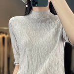 Carregue a imagem no visualizador da Galeria, Spring and Summer2023 New Women&#39;s Half-high collar Short-Sleeved Exquisite Cashmere Sweater Pullover  Amaijoin
