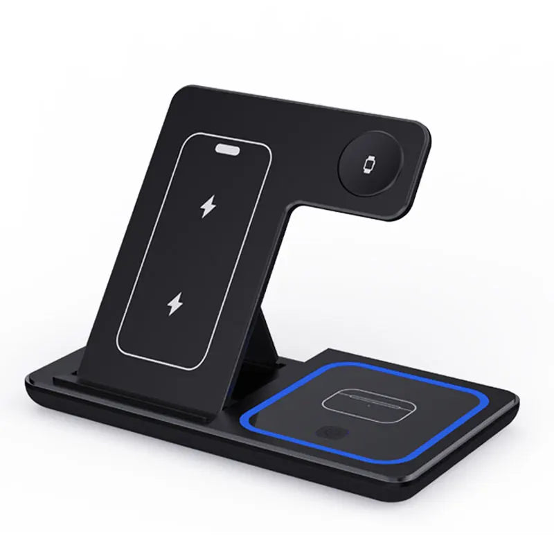 30W LED Fast Wireless Charger Stand 3 in 1 Foldable Charging Station For iPhone 15 14 13 12 11 Apple Watch 9 8 7 6 5 Airpods Pro  Amaijoin