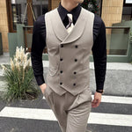 Carregue a imagem no visualizador da Galeria, High Quality Autumn Double Breasted Suit Vest Men Business Formal Sleeveless Vest Slim Fit Wedding Groom Banquet Party Waistcoat  Amaijoin
