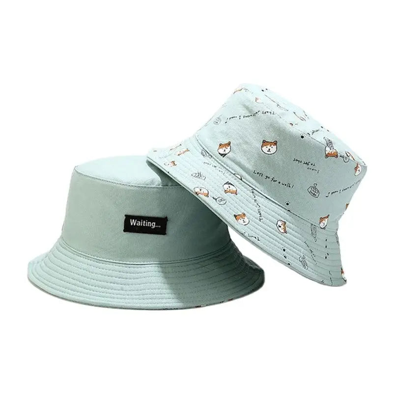 LDSLYJR Cotton Double Sided Cartoon Dog Print Bucket Hat Fisherman Hat Outdoor Travel Hat Sun Cap for Men and Women 261  Amaijoin